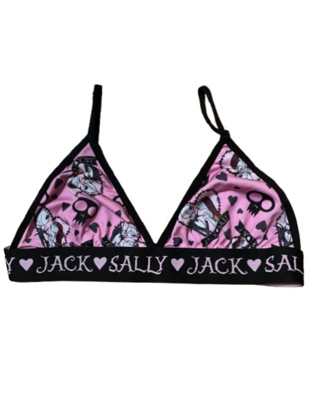 Nightmare Before Christmas Jack & Sally Pink Triangle Bralette Size Small